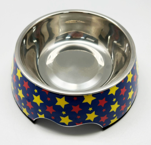 Comedero doble de acero inoxidable antideslizante para mascotas