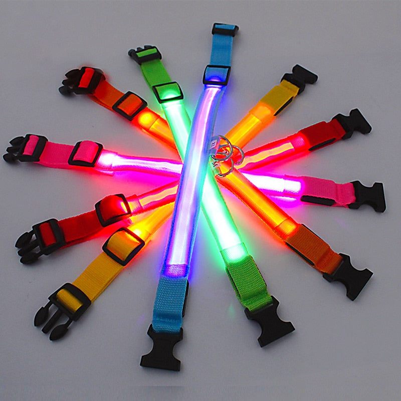 Lichtgevende verstelbare halsband voor honden
